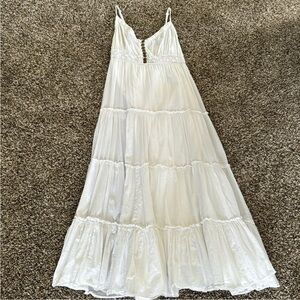 Bohemian Boho White Maxi Peasant Dress Size Small